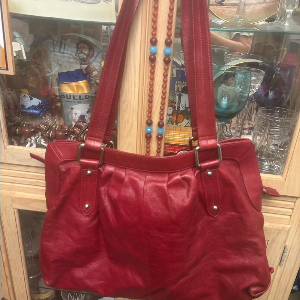 Hobo Red Leather Shoulder Bag